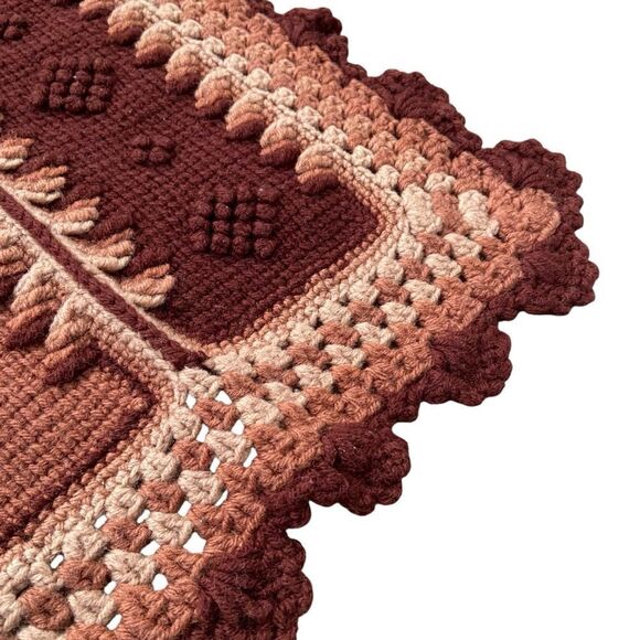 Handmade Boho Crochet Patterned Throw Blanket - Picture 7 of 10